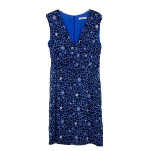 Stefan Green 100% Silk Blue Faux Wrap Polka Dot Sleeveless Dress Size 2 F3